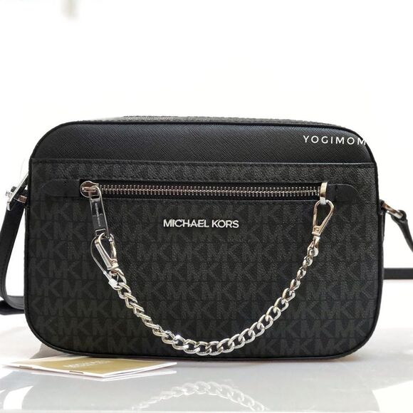 Michael Kors Logo East West MK Chain Xbody Messenger Hand Bag Purse Shoulder - Picture 1 of 12